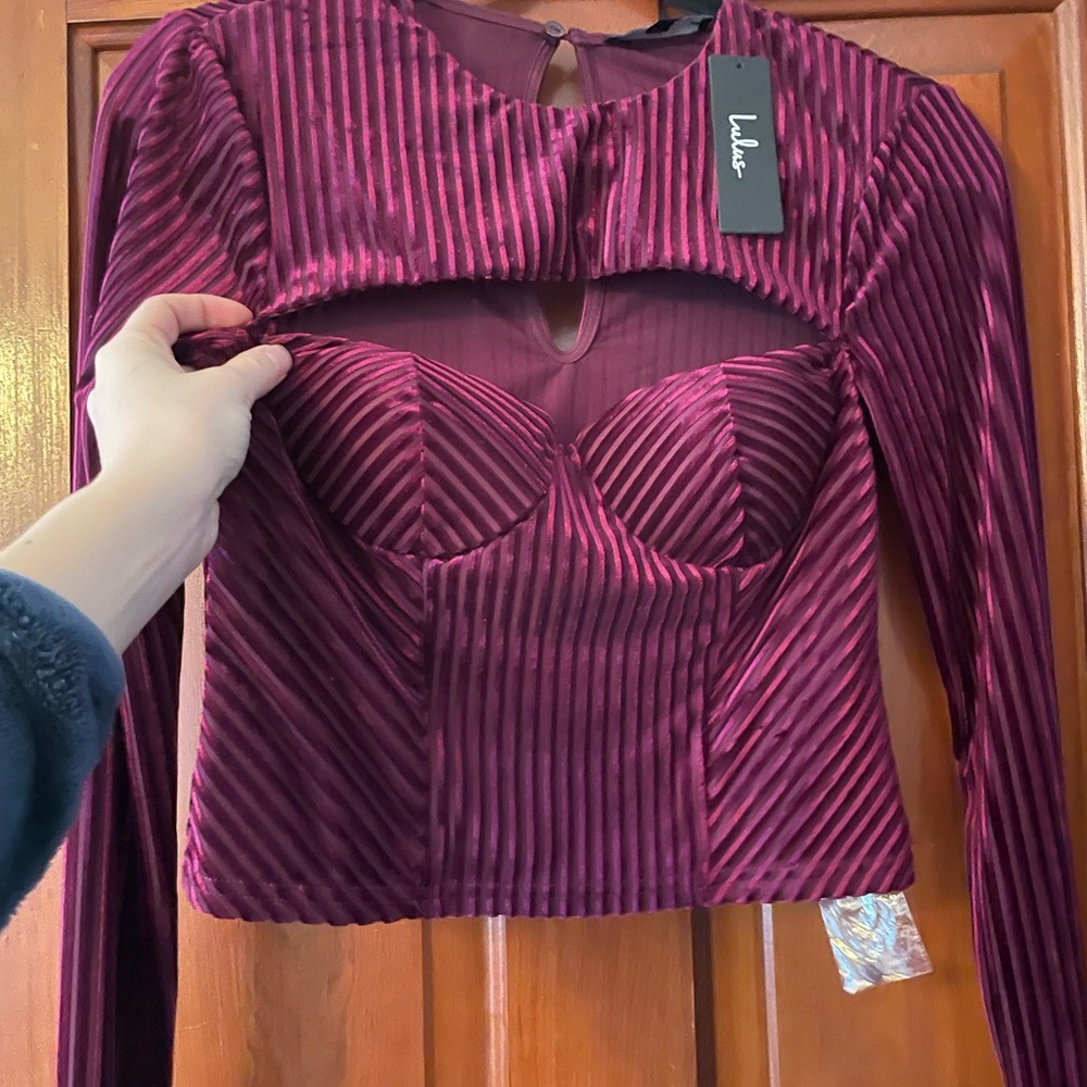 Lulus Burgundy Velvet Women's Top
